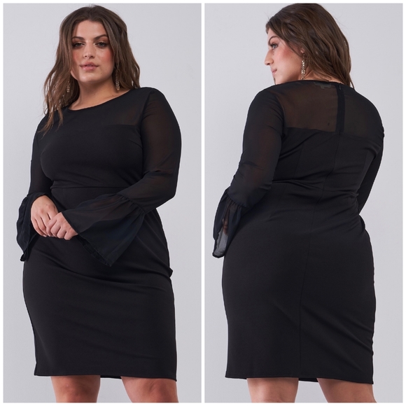 HAUTE CURVE Sophisticated Black Fitted Dress - Picture 7 of 7